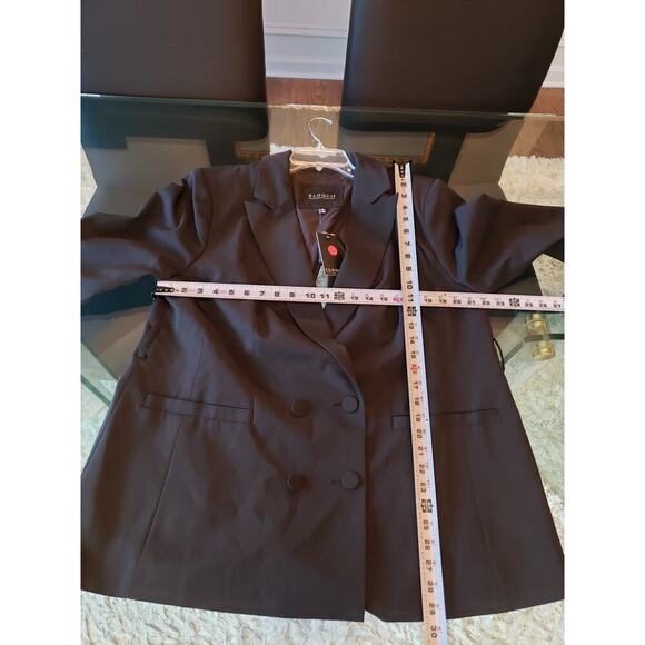 Eloquii Blazer Coat Womens Size 16 Black Notch Lapel Slit Back Double Breasted - Picture 6 of 15